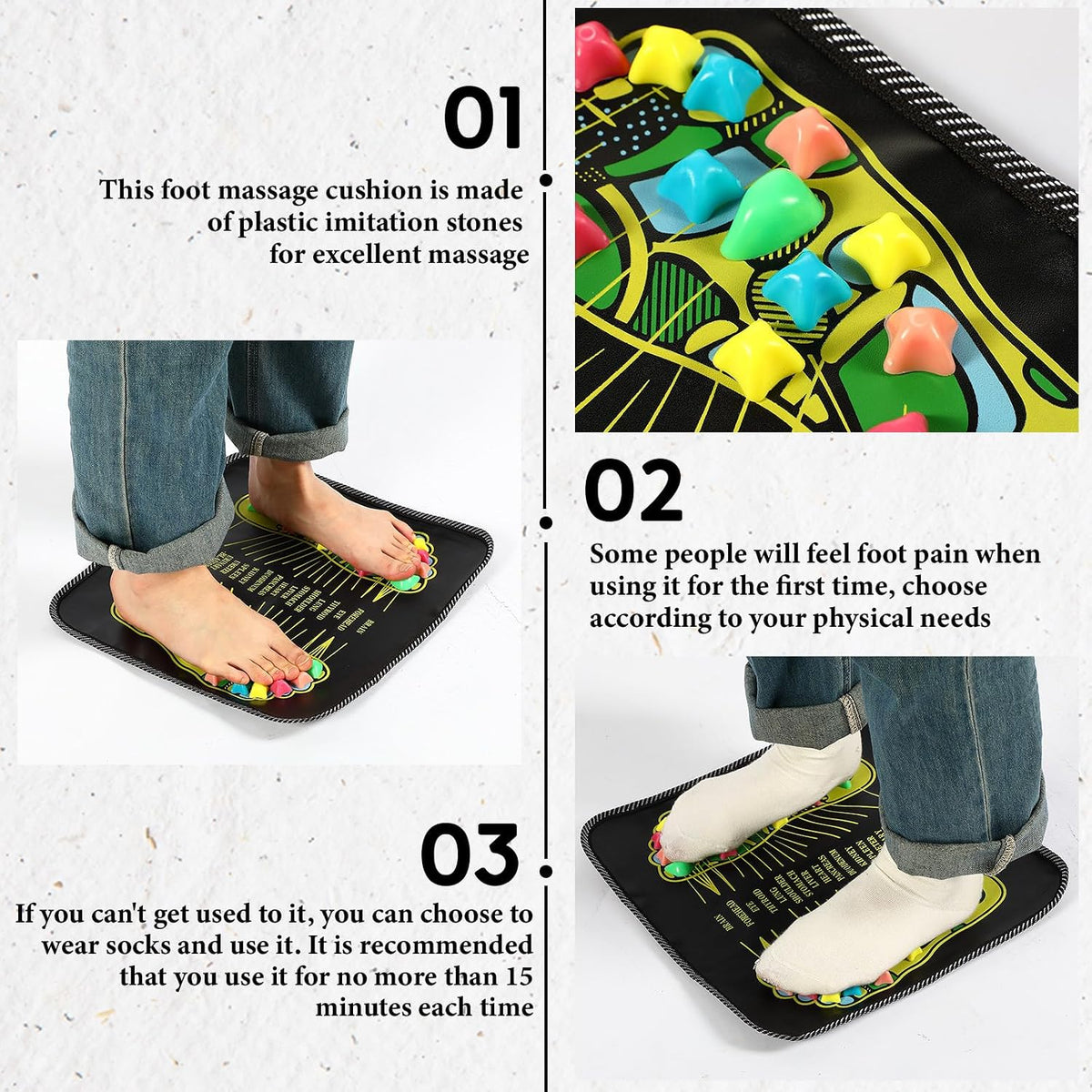 Foot Acupressure Massage Mat with Stones, 13.78 X 13.78 Inches