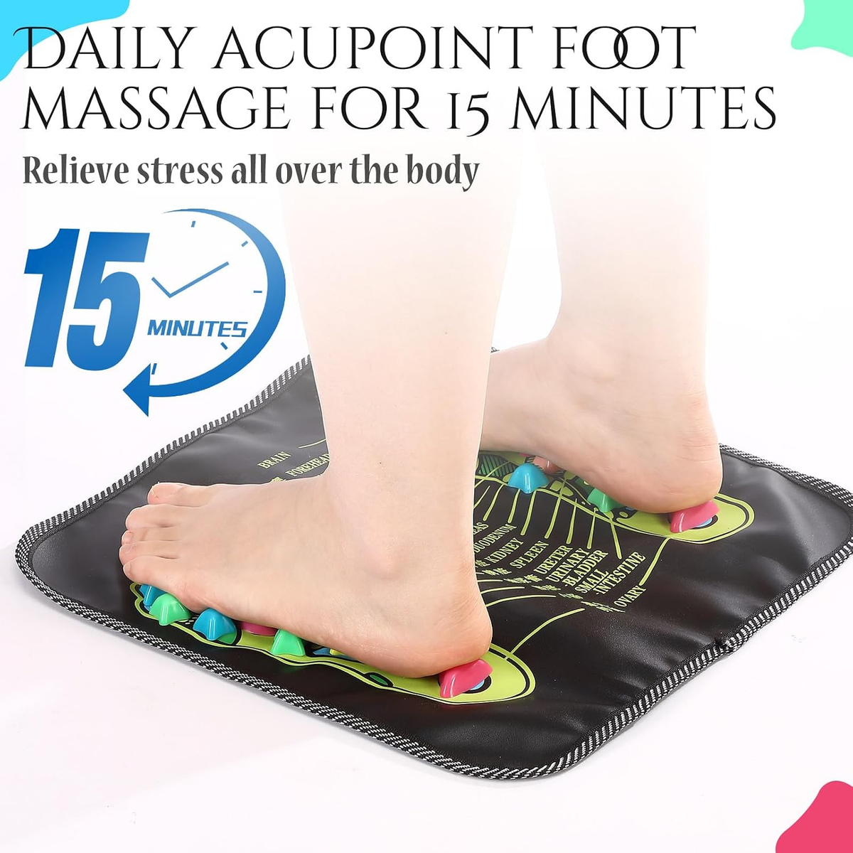 Foot Acupressure Massage Mat with Stones, 13.78 X 13.78 Inches