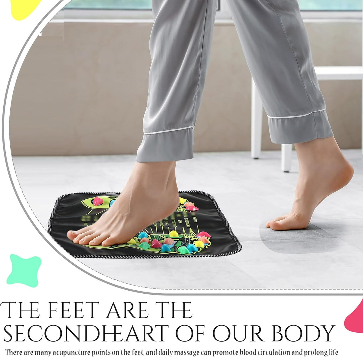 Foot Acupressure Massage Mat with Stones, 13.78 X 13.78 Inches