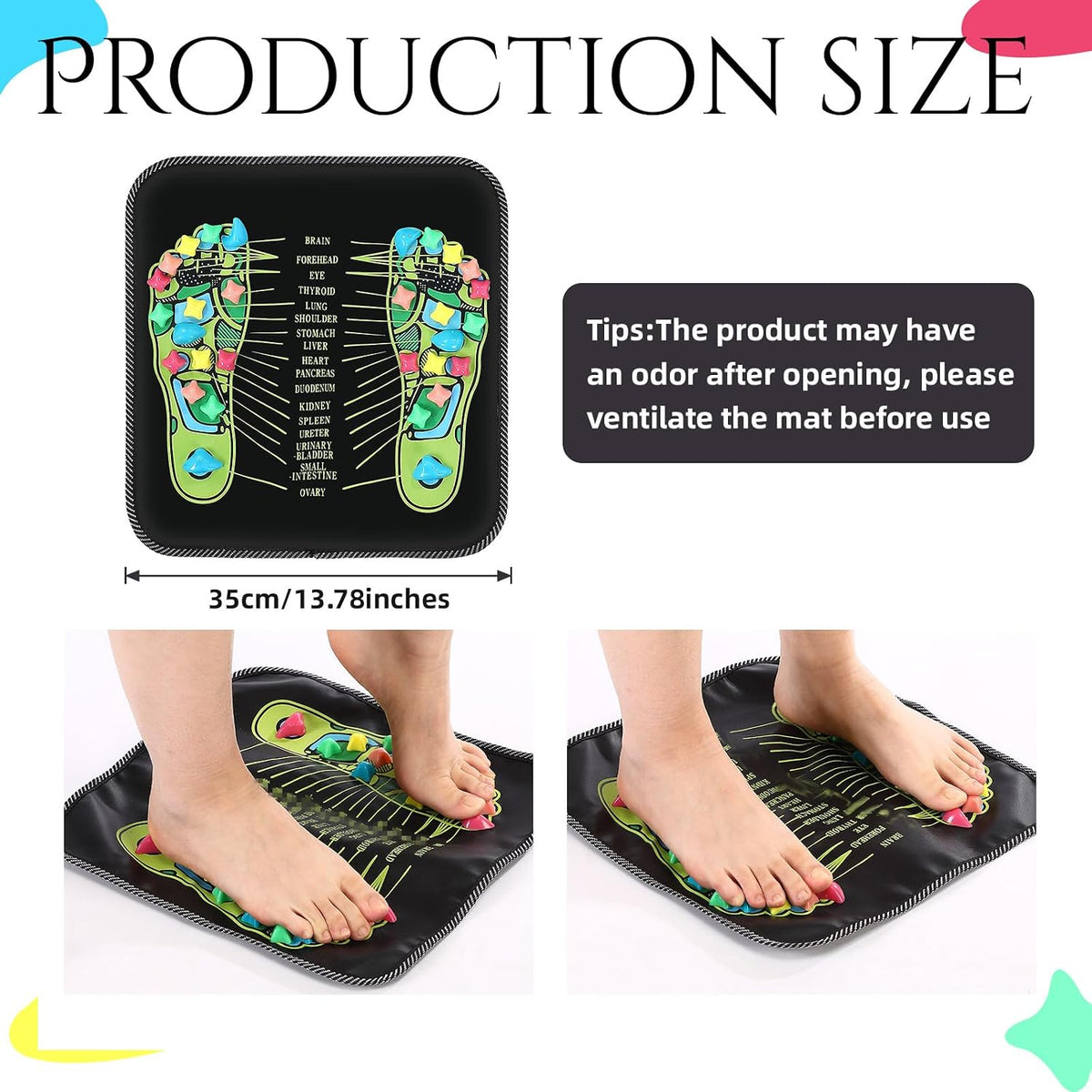 Foot Acupressure Massage Mat with Stones, 13.78 X 13.78 Inches